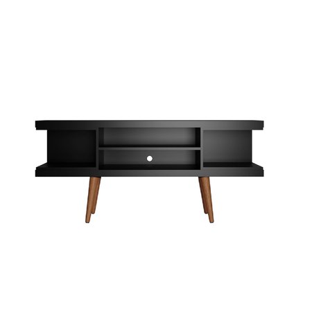 MANHATTAN COMFORT Utopia 53.14" TV Stand with Splayed Wooden Legs and 4 Shelves in Black 19653